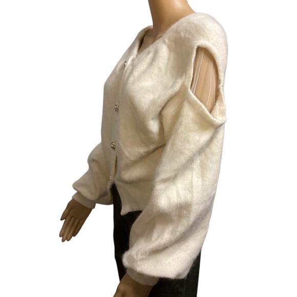 Kuzuwata cropped long sleeve cardigan size M cream - Picture 2 of 8